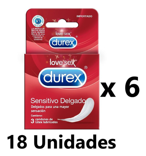 Durex Sensitivo Delgado Pack 18 Condones Preservativos Látex