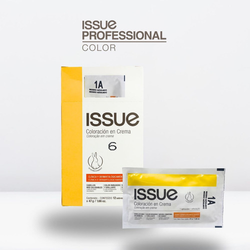 Tinte Capilar En Crema. Issue Baseline. Sachet 47g Tono 1a negro azulado