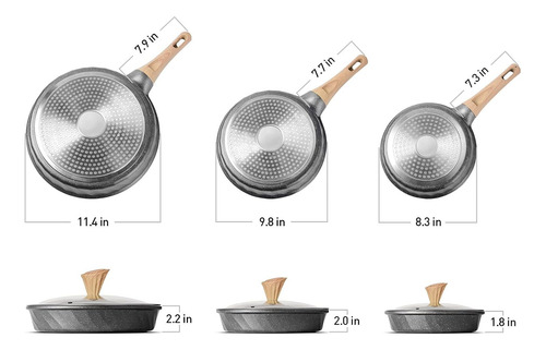Juego De 6 Sartenes Antiadherente De Ceramica With Lid