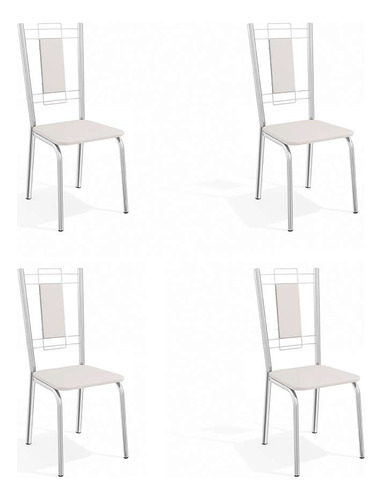 Conjunto Com 4 Cadeiras De Cozinha Florença Cromado E Bra...