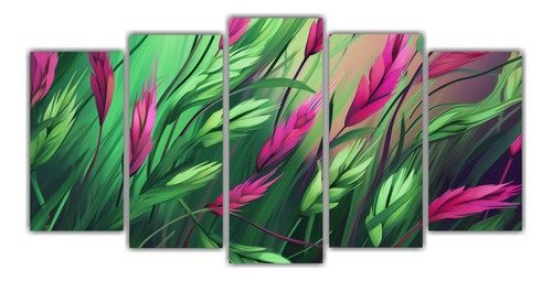 150x75cm Cuadro Granos De Trigo En Colores Verde Y Rosa