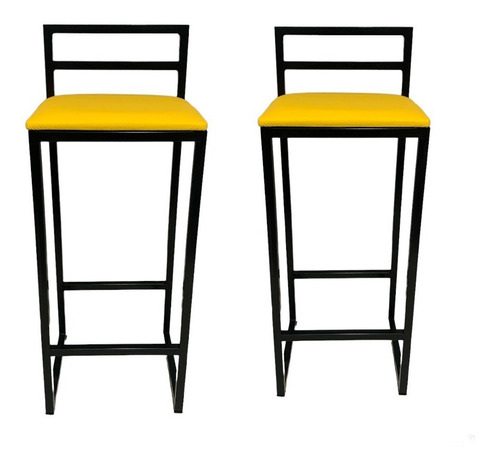 Banqueta VIMM Industrial cor amarelo/preto do 88cm do alto x 2u