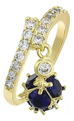 Anillo Bola De Fuego Swarovski Zafiro Esmeralda Oro 14k Lam