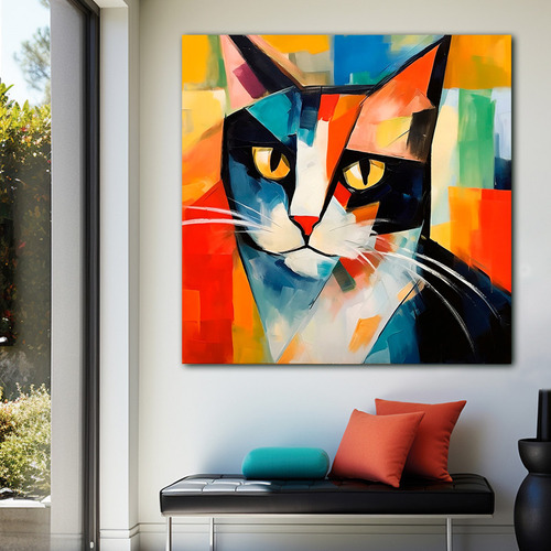 Cuadro Picasso Canvas Animales Colores Elegante 90x90 A11