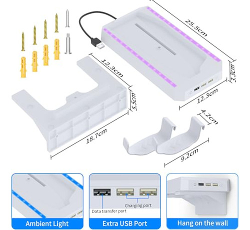 Pack De Soporte Vertical Rgb Para Ps5 Slim Con 3xusb