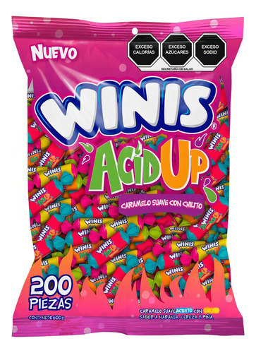 Caramelo Bolsa De Dulces Winis Acid C/ Chilito 200 Pzs No