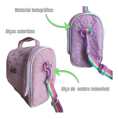 Lancheira Termica Trabalho Escolar Bolsa Infantil Fitness Cor Roxo