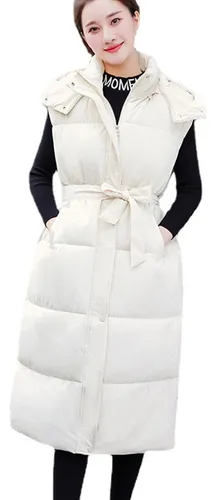 comprar Chaleco Puffer Mujer Moda Acolchado Gorro Peluche Removible