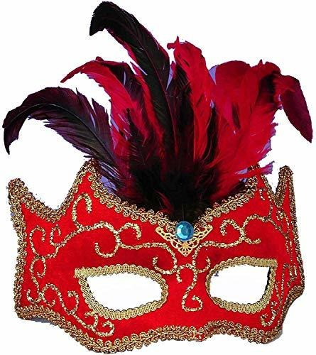 Foro Carnaval Traje De Mascarada Media Máscara De Plumas, Ro