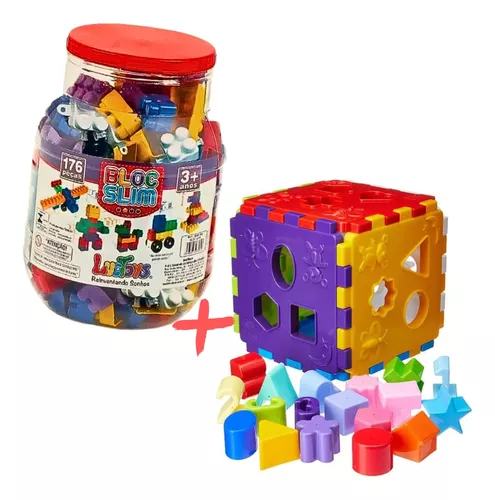 Cubo didático jogo de encaixe as peças bebê 1 ano infantil educativo  brinquedo