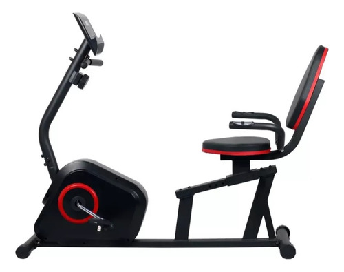 Bicicleta Ergométrica Horizontal Magnética Cor Preto E Vermelha