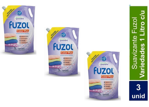 3pack Suavizante De Ropa Fuzol Color Plus Morado 1 Litro