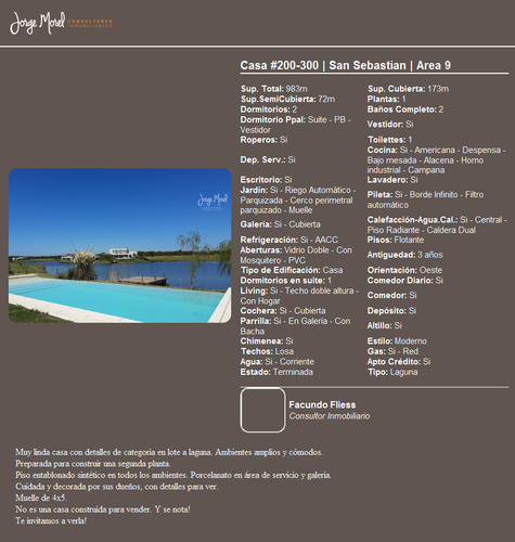 Casa Laguna #200-300 - San Sebastian - Area 9 - 173m2 #id 2345