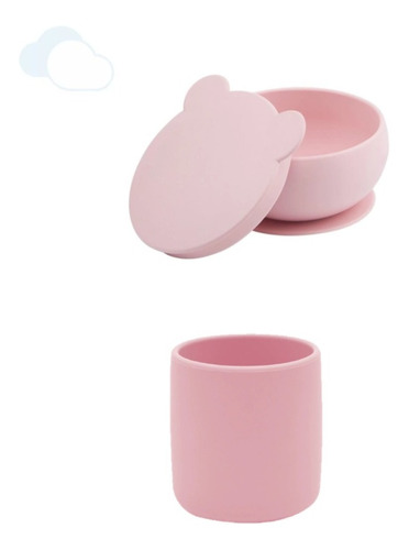 Set Alimentacion Bebe Silicona Vaso Bowl Con Sopapa 