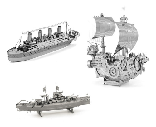 Kit De 3 Rompecabezas 3d Modelos Barcos 3d Metal Model