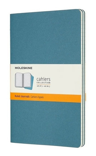 Set 3 Libretas Azules Cahier Grande Hoja Rayada Pasta Suave