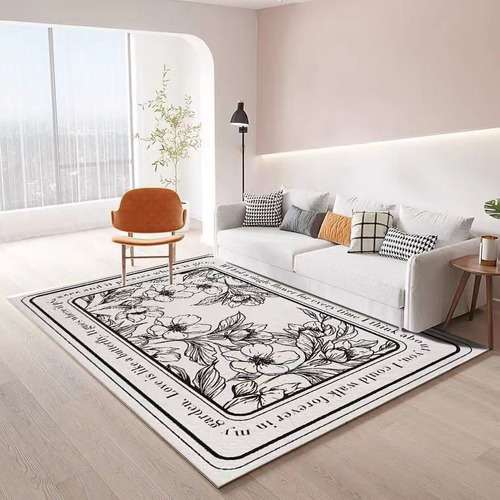 Alfombra De Sala De Estar De Gran Tamaño Con Estampado Flora