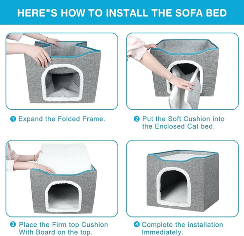Cama Para Gatos,casa Plegable Para Gatos Con Terraza