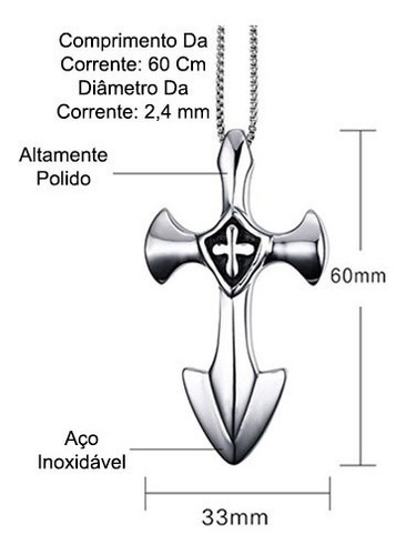 Imagem 5 de 5 de Colar Masculino Com Pingente Crucifixo Âncora