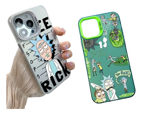 2 Fundas Case.pro iPhone 15 Pro Max Rick Y Morty