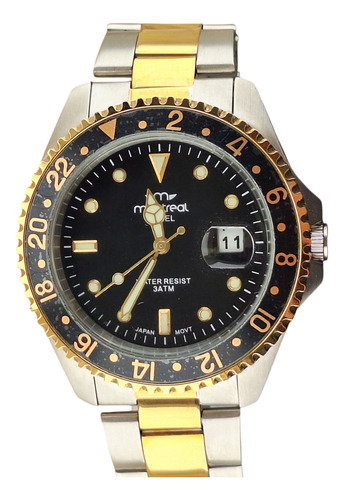Reloj Montreal Hombre Combinado 40mm Plateado Negro Negro