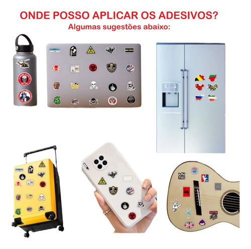 Kit 100 Adesivos Neon Fluorescente Caveira Placas Rock Cores