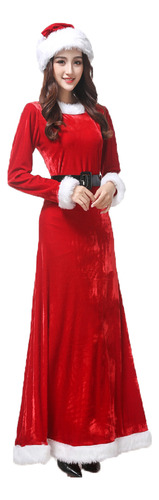 Disfraz De Navidad Rojo De Manga Larga Para Mujer