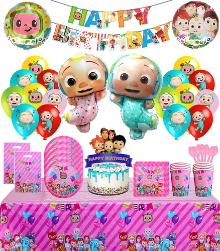 Pack Full Cumpleaños Globos Cocomelon Bebe Cotillon X10