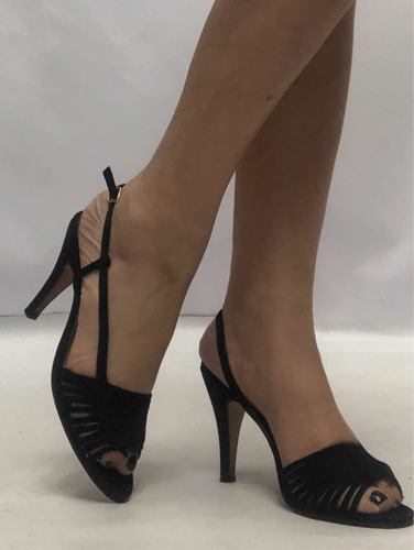 Sandalias Mujer Nro 37 Alonso Gamuza Negra Finísimas Perfect