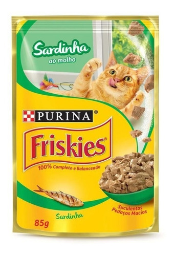 Alimento Friskies Pet Ao Molho para gato adulto sabor sardinha em saco de 85g
