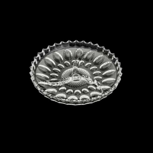 Petisqueira De Cristal Jaguar 3 Divisórias 23cm Lyor Cor Incolor