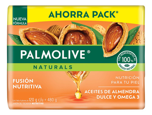 Palmolive naturals pack de 4 120 g labones en barra fusión nutritiva