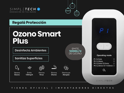 Imagen 3 de 6 de Ozonizador + Purificador Aire Portátil 120mg/h Usb Ambientes