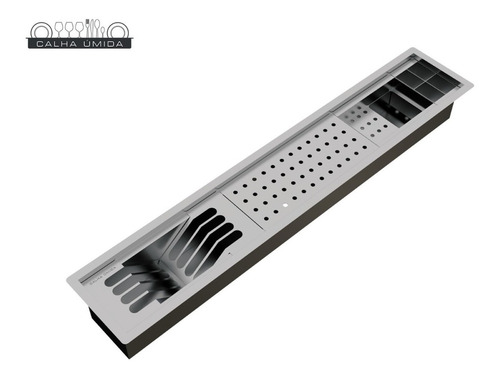 Calha Úmida Canal Equipado Escorredor Louça Inox Embutido