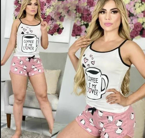 Pijama De Cafe,  Short Y Blusa