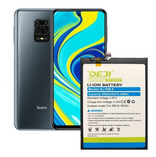 Batería Xiaomi Redmi 9 / Note 9 Bn54 De 5020mah Marca Deji