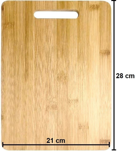 Imagen 2 de 8 de Tabla De Picar Madera Bambu Cortar Alimentos Cocina 28x21.cm