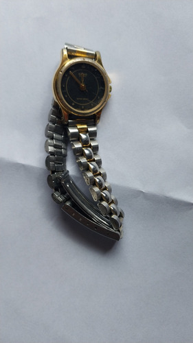 Reloj Pulsera Casio Ltp 1099 Mujer Japón 1990s Plateado Dorado Azul Oscuro (Usado)