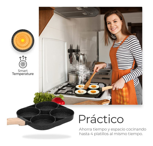 Sarten De Aluminio Antiadherente Con 4 Hoyos De