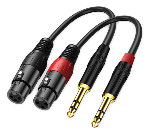 Lansensu Adaptador Estéreo Xlr A 1/4 Trs, Xlr Hembra A 1/4 D