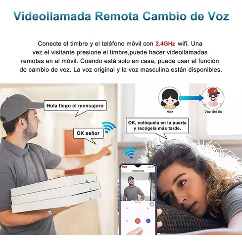 Timbre M6 Inteligente Vídeo 2.4g Wifi Timbre Inteligente Inalámbrico Exterior Con Audio Cámara 1 Transmiso 1 Rec