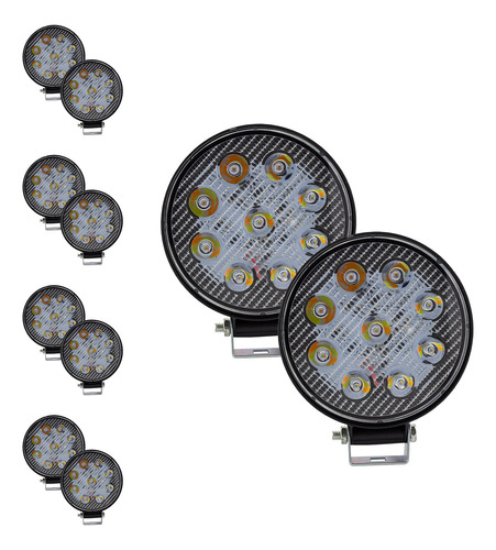 5 Pares De Faros Led Luz Blanca Y Ámbar 9 Leds 27w Tunelight