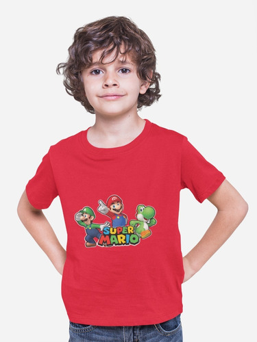 Polera Infantil Unisex Mario Bros Yoshi Luiggi Estampado