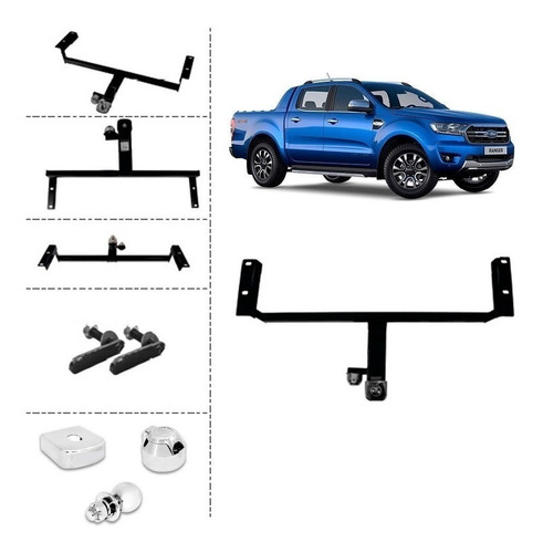 Engate Reboque Carretinha Reforçado 500kg Fixo Ranger 2013