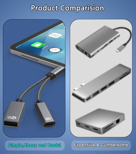 Usb C To Usb Otg Adapter Para iPhone Usb C And Pd 2 In 1