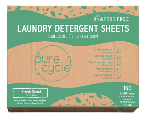 World Amenities Pure Cycle - Hojas De Detergente Para Ropa, 