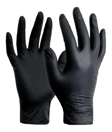 Imagen 4 de 8 de Guantes De Nitrilo Negro Mediglove X100u Reforzado Talle L