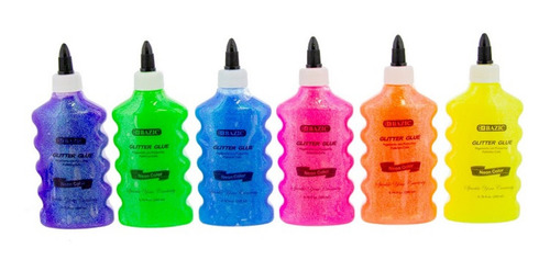 Goma Con Brillantina En Colores Neon 200 Ml.