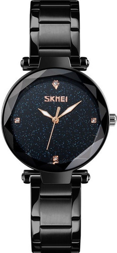 Reloj Dama Casual  Skmei 9180 Negro , Correa Metal 