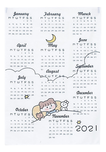 Tapiz De Calendario 2021 Para Dormitorio De Niño Y Niña, Fon